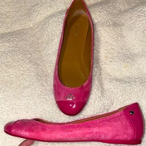 Coach Pink Cap Toe and Suede Ballet Flats